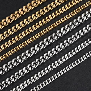 Colliers et bracelets à mailles cubaines hip hop en finitions or et argentées