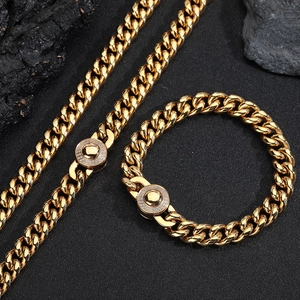 Collana E Bracciale Catena Cubana 10mm Acciaio Inossidabile Lucidato Con Chiusura In Zirconia Strass Per Uomo Donna Gioielli Hip Hop
