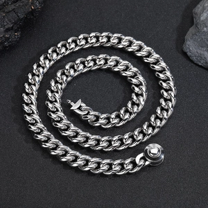 Collana a catena cubana 10mm in acciaio inossidabile lucido con chiusura tonda diamantata CNC