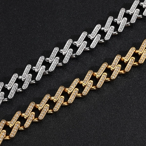 Herren Hip-Hop-Panzerkette in Gold und Silber mit vollbesetztem Zirkonia-Pavé für Trendsetter