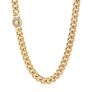 Collana cubana dorata da 10mm lucida con chiusura in strass CNC stile alla moda
