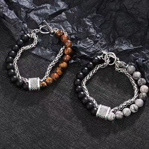 Détails des bracelets multicouches pour hommes avec œil de tigre et fermoir à bascule