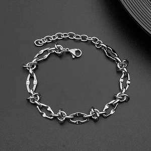Industrial Punk Titanium Steel Barbed Wire Chain Bracelet Necklace Unisex Trendy Hip Hop Versatile Adjustable Silver Jewelry
