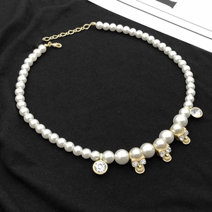 Hip Hop Skull Pendant Necklace Faux Artificial Pearl Copper Rhinestone Gothic Punk Necklaces For Men Women Streetwear Jewelry