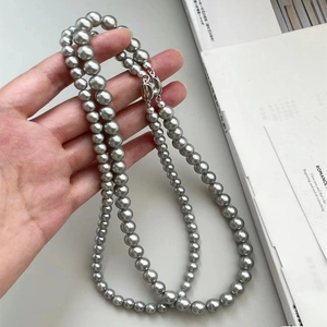 Elegant Shell Artificial Pearl Necklace Stainless Steel Chain Minimalist Round Bead Bracelet For Women Jewelry Accessories