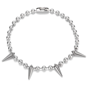Punk Stainless Steel Ball Chain Necklace With Cone Spike Rivet Pendant For Men Women Gothic Streetwear Fashion Jewelry