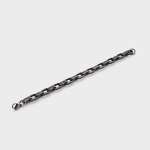 Detailed view of the vintage twisted cable link chain bracelet in oxidized finish