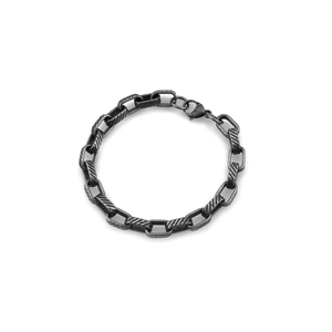 Retro hip hop style stainless steel curb chain bracelet with twill texture for men and women