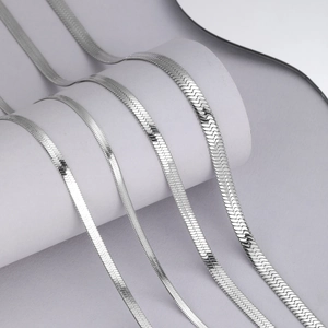 Collier Hip Hop Poli en Acier Inoxydable Chaîne à Lames Chaîne Serpent Plate Pour Homme Femme Bijoux Argent Minimalistes