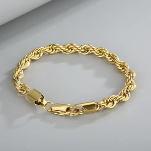 Bracciale a Catena in Acciaio Inossidabile per Uomo Donna Oro Colore Acciaio Bracciale a Maglie Twist Gioielli di Moda Minimalisti