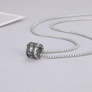 Retro stainless steel rotating cylinder necklace with dragon pattern and mantra engravings
