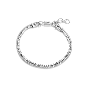 Minimalist double-layer titanium steel snake bone chain bracelet with lobster clasp