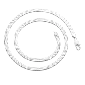 Collier chaîne serpent plate en acier inoxydable argenté avec fermoir mousqueton unisexe