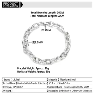 Ensemble collier et bracelet à maillons en O en acier inoxydable avec dimensions