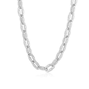 Collier à Maillons en Forme de O en Acier Titane Tendance pour Hommes Femmes Style Industriel Minimaliste Couleur Argent Poli