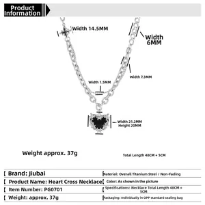 Tableau des tailles détaillé pour collier Y2K cœur et croix en acier