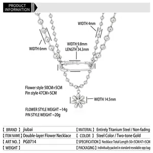 Ensemble de colliers hip hop pour hommes en acier titane avec fleur et épingle de sûreté