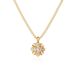 Collana Con Ciondolo Croce Giglio Strass Hip Hop Catena Veneziana Acciaio Inossidabile Gioielli Gotici Per Uomo Donna