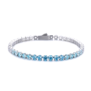 Bracciale tennis argento con zirconi a taglio rotondo in sfumature di blu intenso