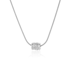 Collier chaîne serpent vintage en argent pour homme avec pendentif mantra cylindrique