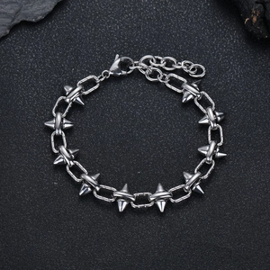 Parure Collier Et Bracelet Punk Gothique En Acier Inoxydable À Pointes Pour Hommes Femmes Bijoux Style Industriel Rivet