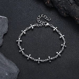 Collana e Bracciale Unisex Hip Hop in Acciaio al Titanio con Catena a Croce Gioielli in Acciaio Inossidabile Gotico Minimal