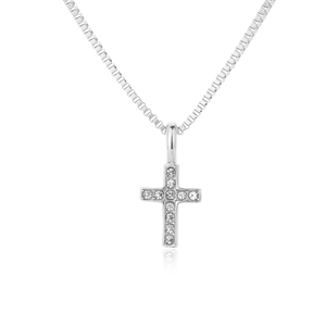 Collana Con Pendente a Croce In Acciaio Inossidabile Intarsio In Zirconia Catena Box Gioielli Moda Minimalista Uomo Donna Argento