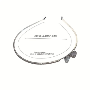 Serre-tête élégant avec nœud en strass argenté, largeur 12,5cm et circonférence de 38cm