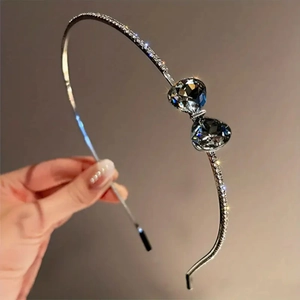 Koreanische Mode Legierung Strass Bogen Haarreif Elegant Kristall Herz Haarreifen Für Damen Mädchen Süßer Schmuck