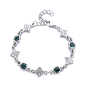 Lussuoso Bracciale Quadrifoglio in Acciaio al Titanio da Donna Elegante con Strass Intarsiato Regolabile Bracciale a Maglia Gioielli