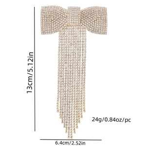 Pince à cheveux papillon élégante avec strass, chaînes à franges multicouches et cristaux