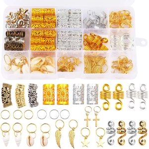 Metal Dreadlock Accessories Braid Hair Jewelry Rings Hollow Out Tubes Pendant Charms Storage Box Women Girls DIY Styling