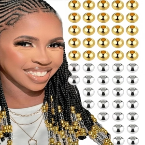 Perles de Cheveux Rondes en Alliage DIY pour Tresses Dreadlocks Or Argent Accessoires de Coiffure Métalliques pour Femmes Filles