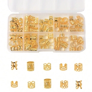Alloy Hollow Dreadlock Hair Rings Braid Jewelry Cuffs Accessories For Women DIY Braiding Decoration Vintage Punk Style