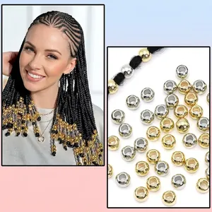 Perles en métal doré et argenté pour tresses de cheveux et accessoires bijoux DIY