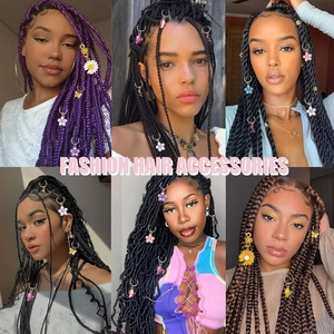 Détails de pendentifs fleurs et papillons colorés pour accessoires de tresses