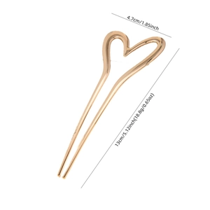 Forcina per capelli a forma di U dorata con design a cuore minimalista per acconciature donna