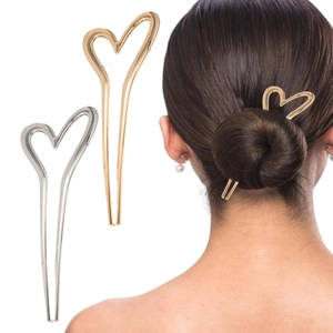 Bastoncino per Capelli a U in Lega di Metallo con Cuore Cavo Strumento per lo Styling dello Chignon per Donna Accessori Quotidiani Matrimonio Nuovo Stile Cinese