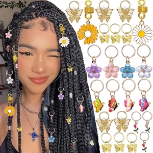 Lot de 24 Pinces à Tresses Papillon et Fleurs en Alliage Bijoux de Cheveux Émaillés Colorés Accessoires pour Femmes Fête