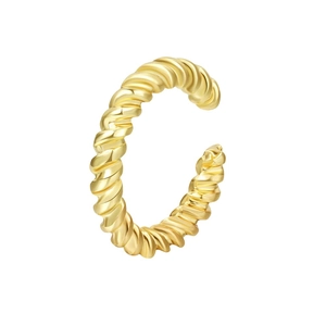 Detail showing gold spiral twisted texture on the adjustable metal ear cuff jewelry