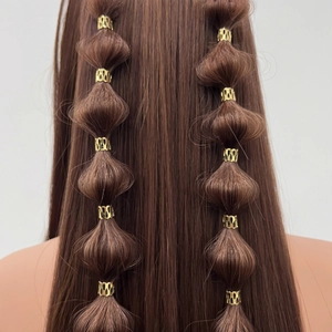 30pcs Golden hollow filigree hair rings for African braid styling accessories for women
