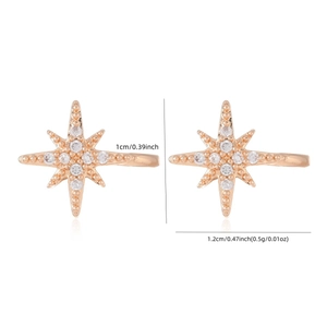 Faux piercing nez étoile or rose avec zircons, dimensions 1,2 cm par 1 cm