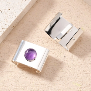 New Chinese style hair clip with purple amethyst and silver metal vintage design