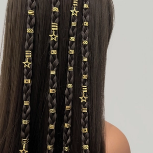 Bohemian Gold Dreadlock Hair Accessories Star Moon Hollow Metal Braid Rings Cuffs Pendants For Women Braid Decoration