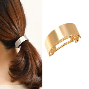 Molletta per Capelli Curva in Lega Minimalista Fermaglio per Coda di Cavallo in Metallo Liscio Clip a Molla Oro Argento Donna Accessori