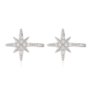 Clips oreille et nez étoile en argent avec zircons brillants sans perçage