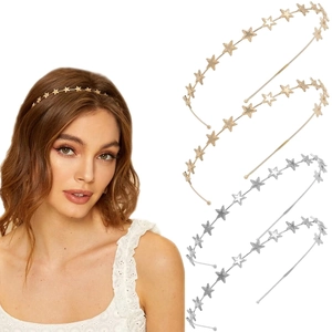 Minimalist Alloy Star Headband With Enamel Finish Gold Silver Pentagram Thin Hairband For Women Sweet Hair Accessories