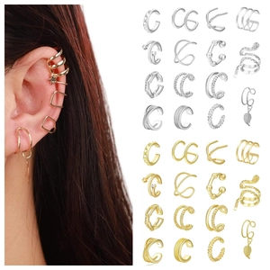 Alloy Ear Cuffs Non Pierced Wrap Earrings Adjustable Minimalist Spiral Leaf Star Snake Geometric Jewelry For Women Girls