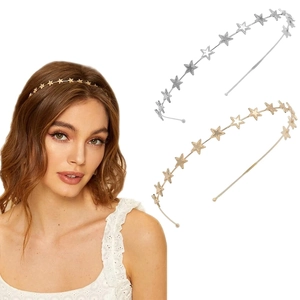 Minimalist metallic star headband in gold and silver finish for women's hair styling