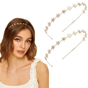 Minimalist gold star headband with delicate metal five-pointed stars for women